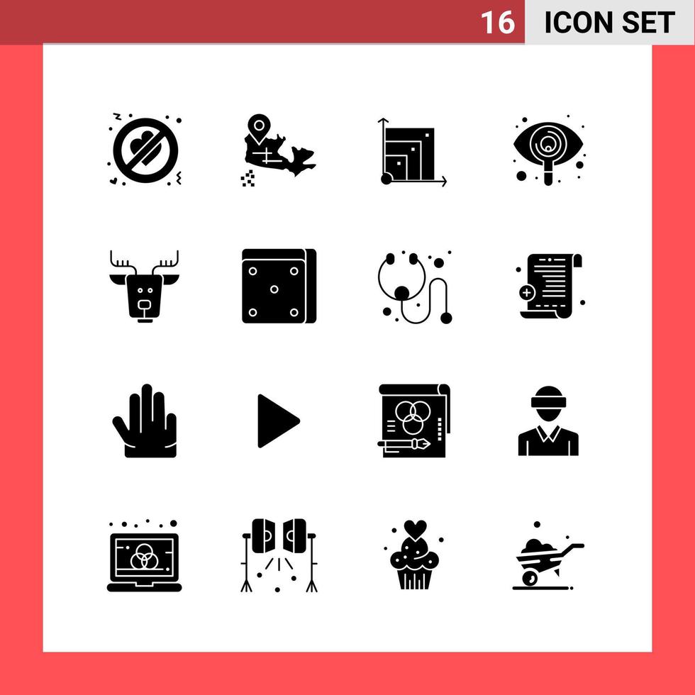 16 icona imballare solido stile glifo simboli su bianca sfondo semplice segni per generale progettazione vettore