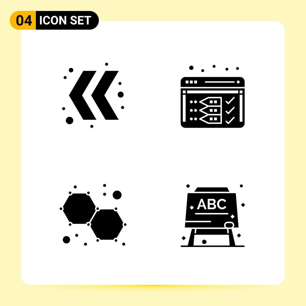4 creativo icone per moderno sito web design e di risposta mobile applicazioni 4 glifo simboli segni su bianca sfondo 4 icona imballare vettore