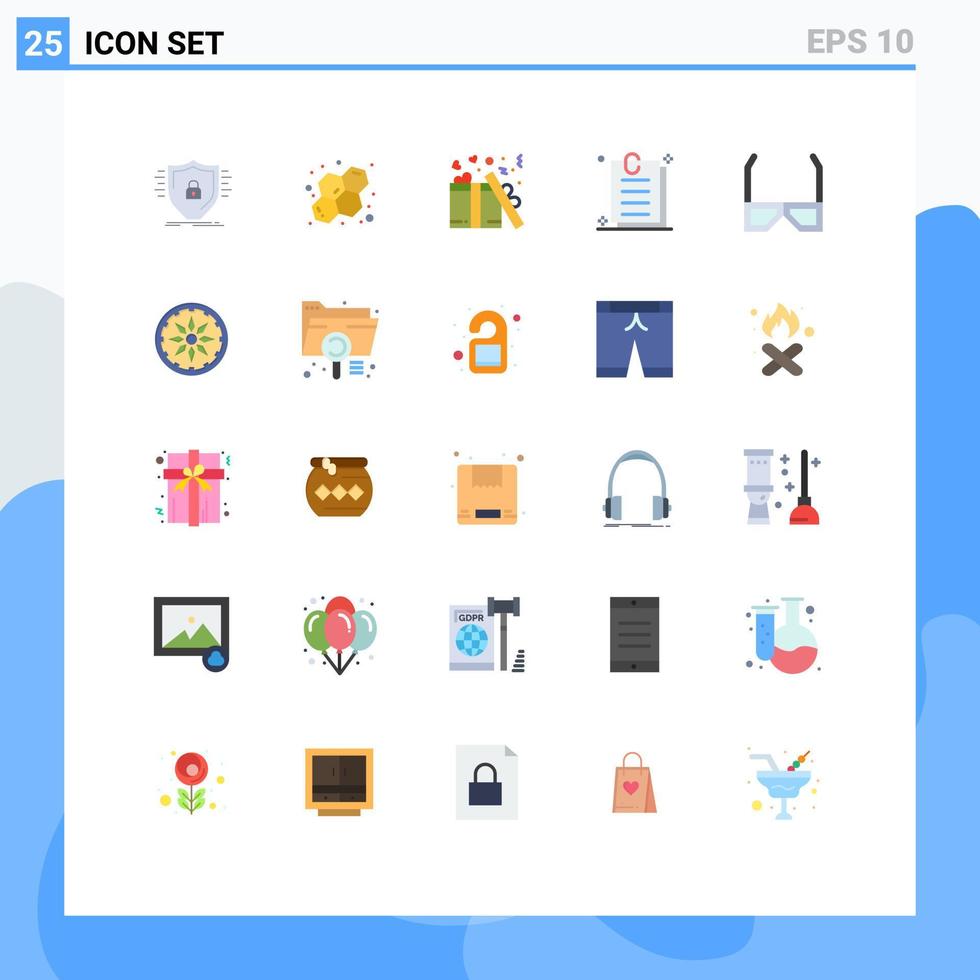 mobile interfaccia piatto colore impostato di 25 pittogrammi di HD divertimento regalo carta contrarre modificabile vettore design elementi