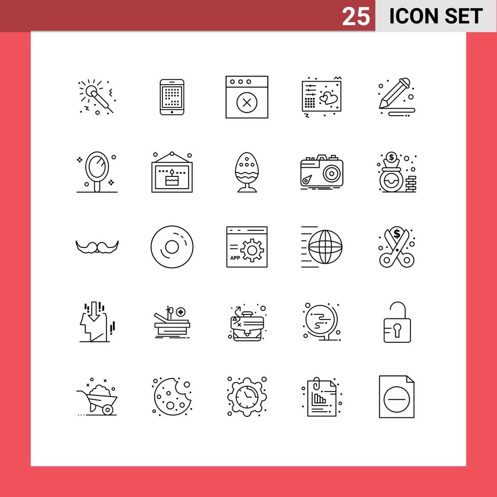 impostato di 25 moderno ui icone simboli segni per musica chiavi ipad controllore Mac modificabile vettore design elementi