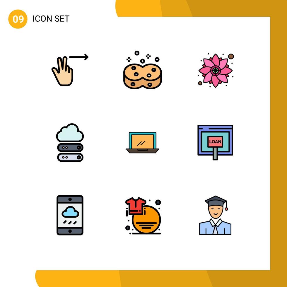 azione vettore icona imballare di 9 linea segni e simboli per dispositivo computer modello Conservazione nube modificabile vettore design elementi