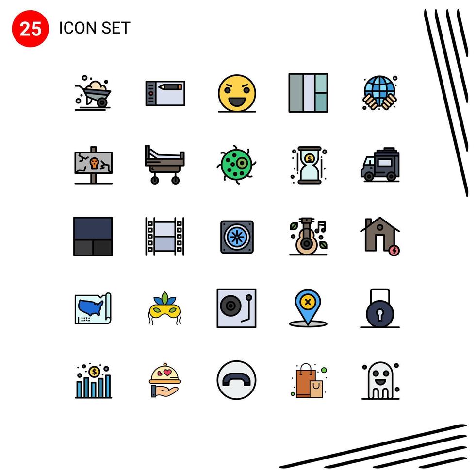impostato di 25 moderno ui icone simboli segni per mondo terra il male wireframe pauroso modificabile vettore design elementi