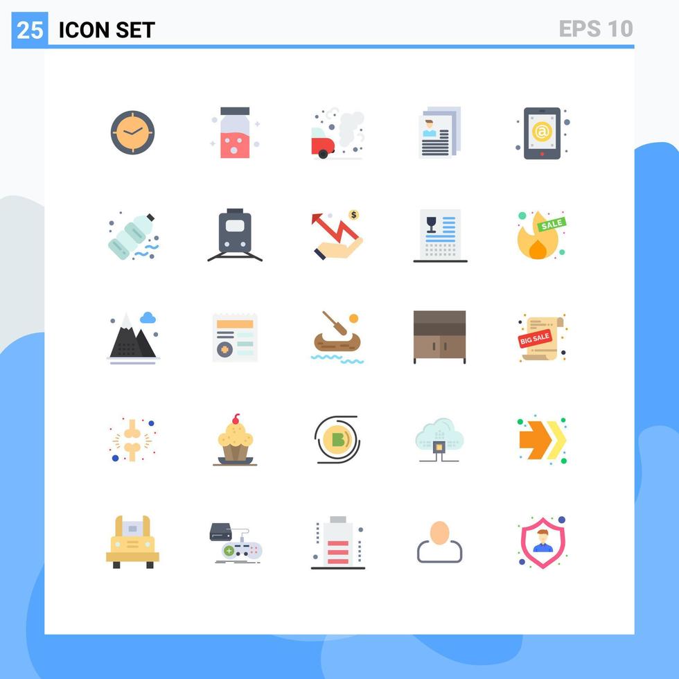 moderno impostato di 25 piatto colori e simboli come come App File auto file account modificabile vettore design elementi