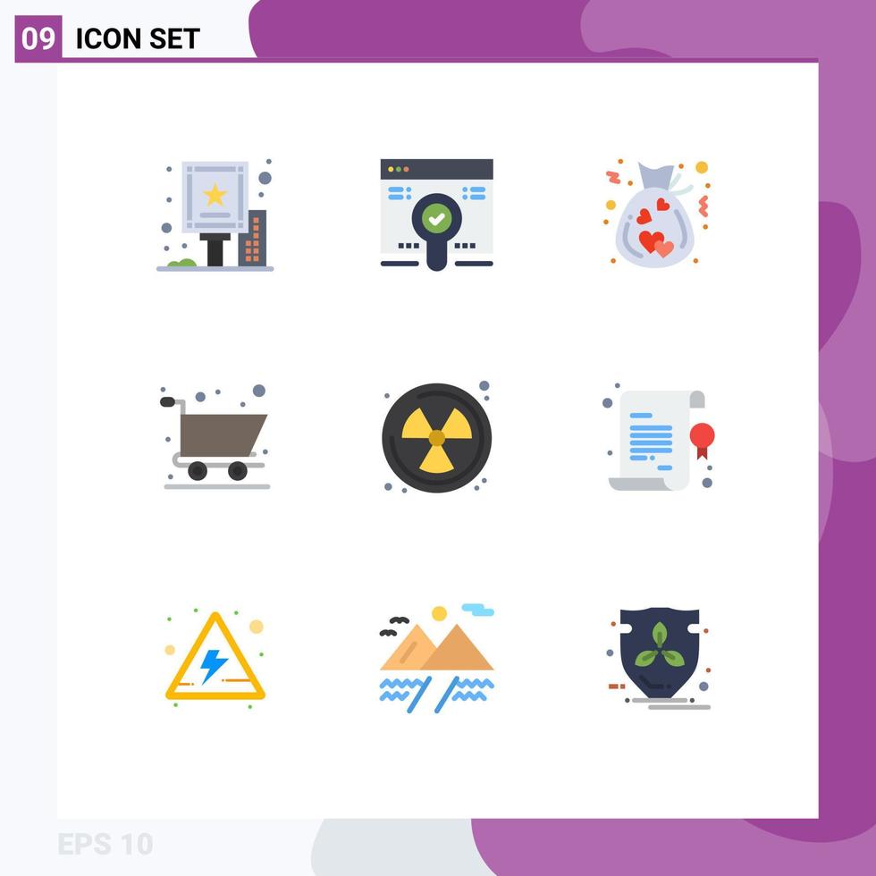 9 creativo icone moderno segni e simboli di rifiuto nucleare Borsa shopping carrello modificabile vettore design elementi