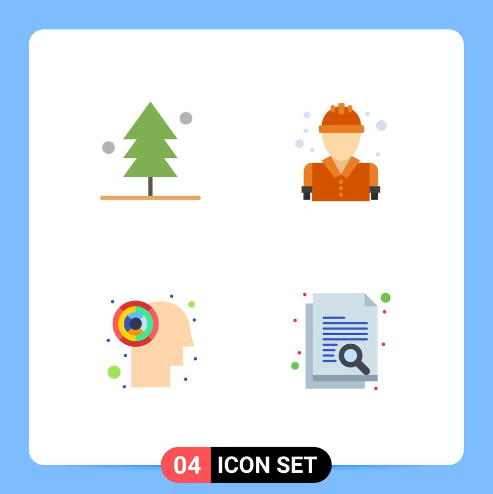 mobile interfaccia piatto icona impostato di 4 pittogrammi di foresta labirinto albero pompiere documento modificabile vettore design elementi