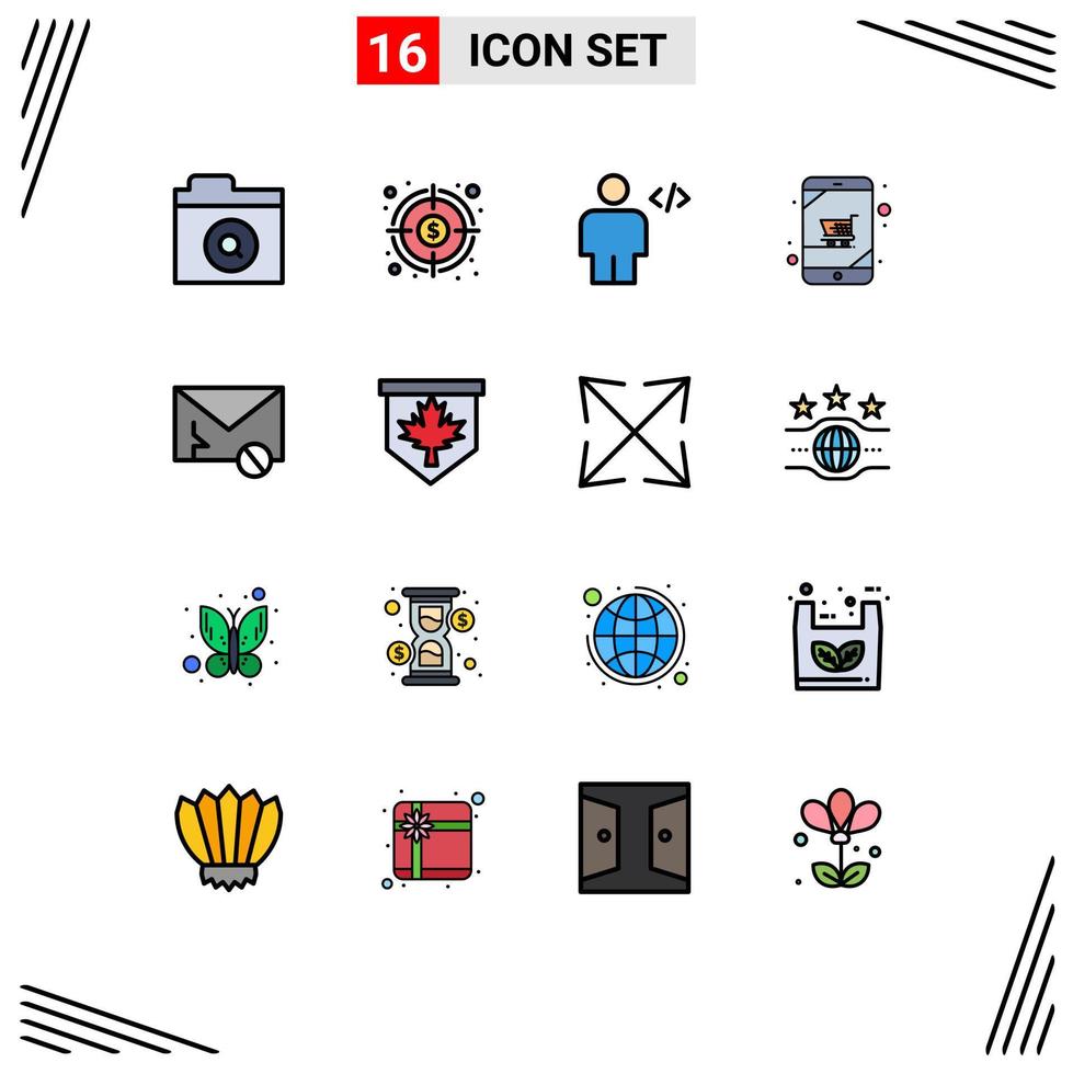 impostato di 16 moderno ui icone simboli segni per Busta in linea negozio avatar dispositivo markup modificabile creativo vettore design elementi