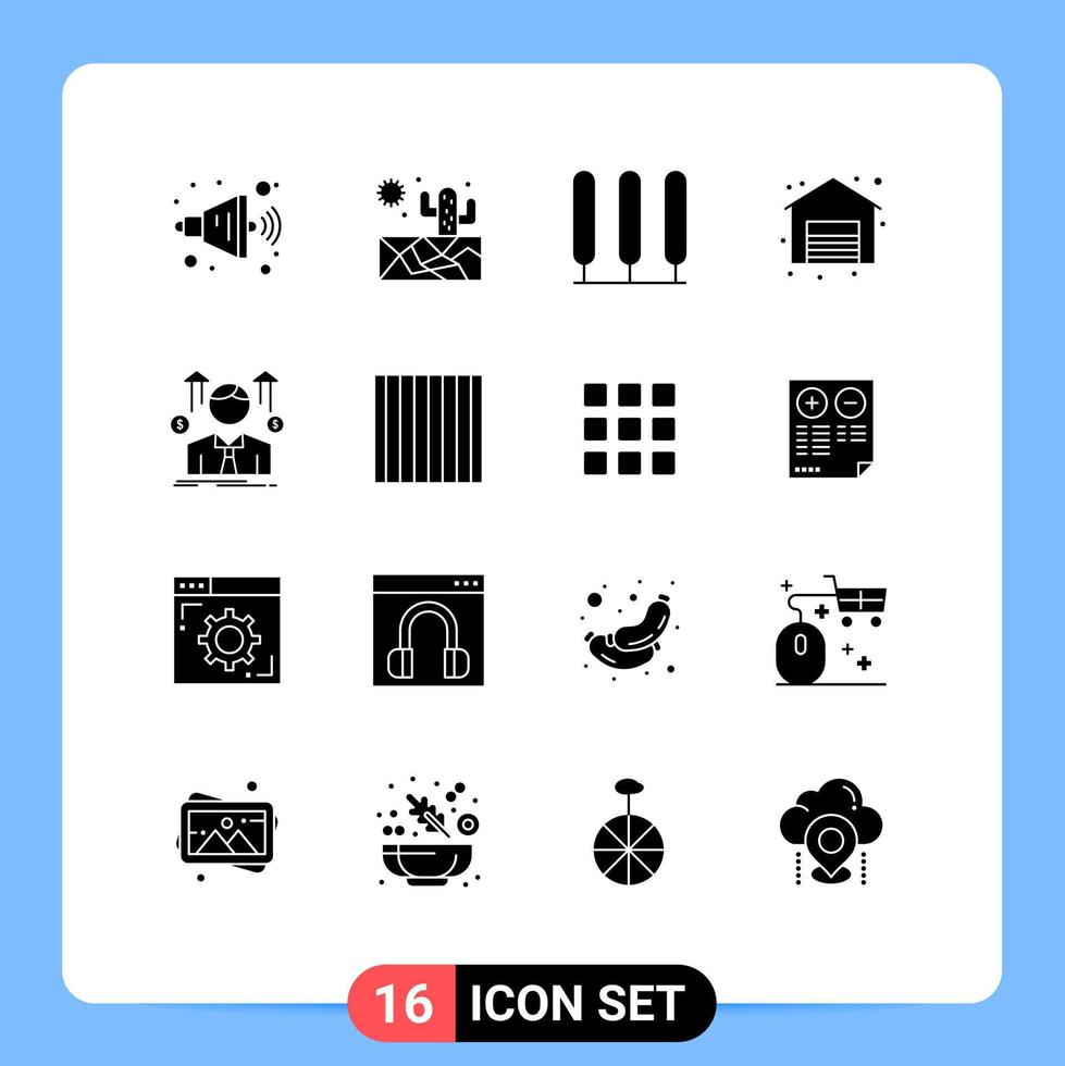 azione vettore icona imballare di 16 linea segni e simboli per cibo dipendente albero avatar attività commerciale modificabile vettore design elementi
