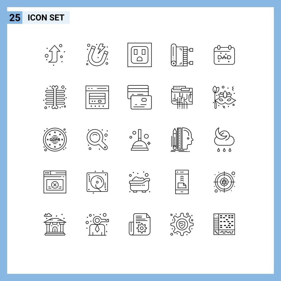 impostato di 25 vettore Linee su griglia per padri giorno Data presa di corrente calendario preghiera modificabile vettore design elementi