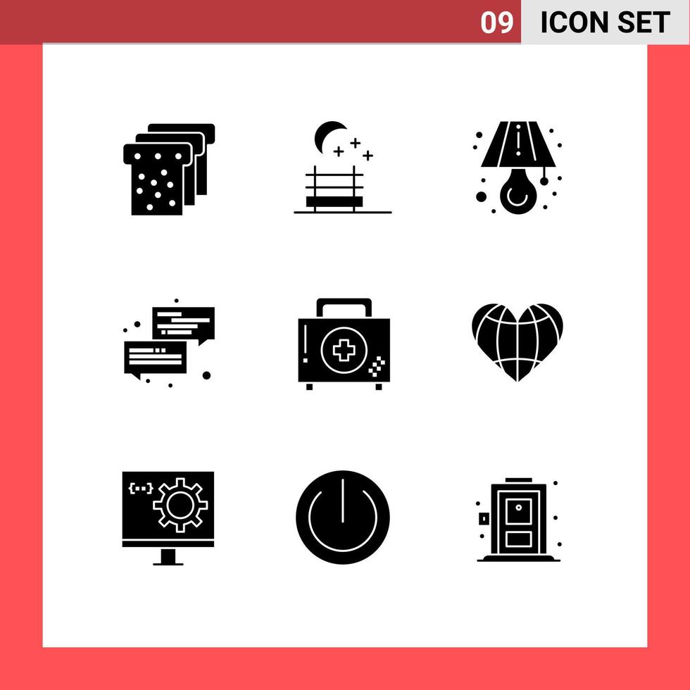 9 creativo icone moderno segni e simboli di fitness malattia comunicazione scatola Chiacchierare modificabile vettore design elementi