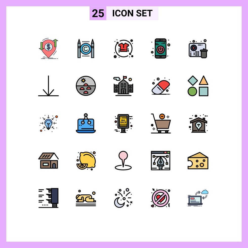 25 creativo icone moderno segni e simboli di girare su interruttore digitale App camicia modificabile vettore design elementi