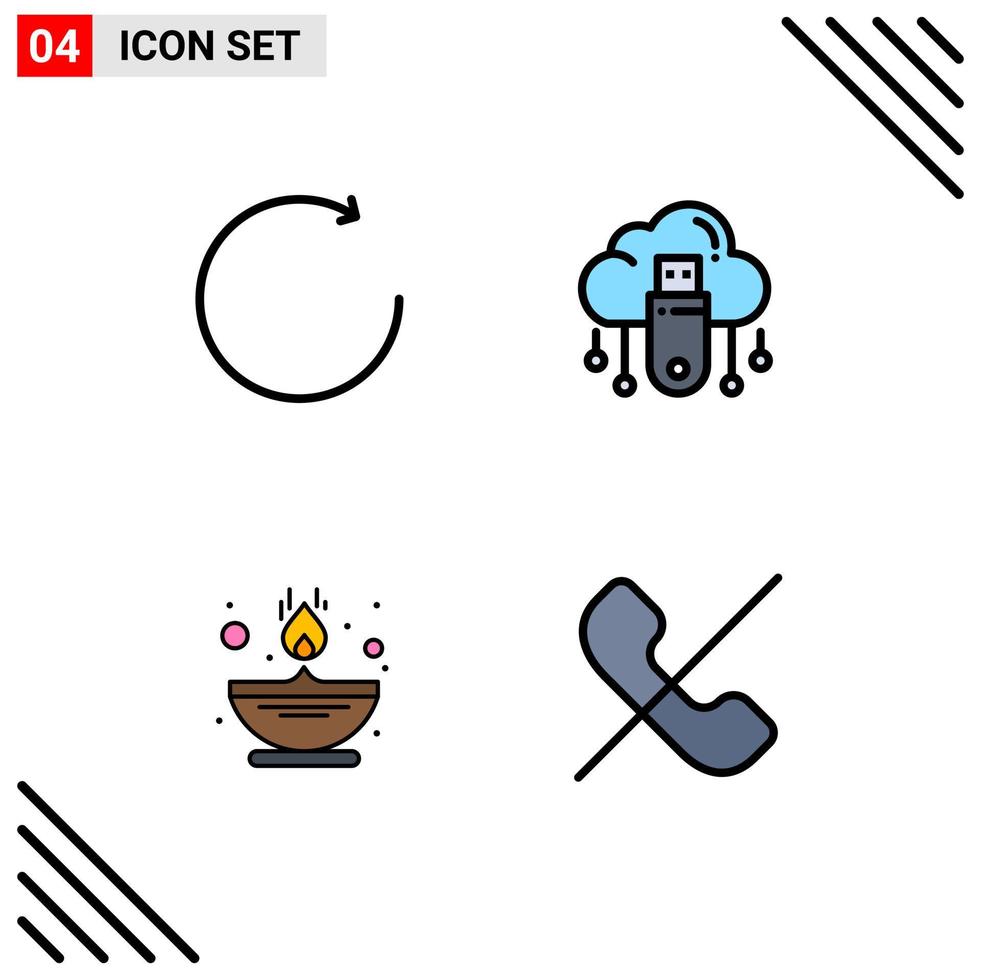 4 creativo icone moderno segni e simboli di freccia fiamma USB nube olio modificabile vettore design elementi