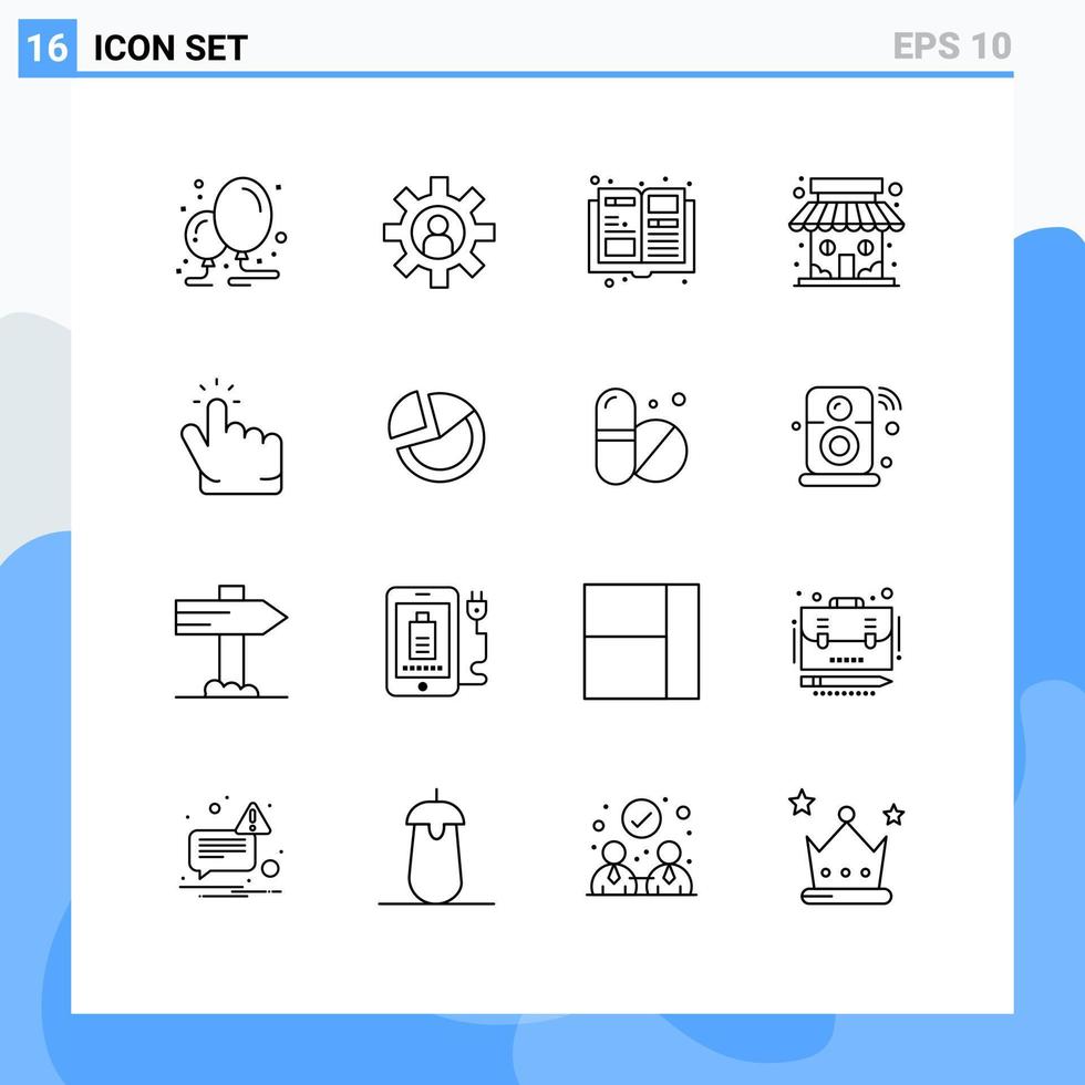 16 creativo icone moderno segni e simboli di mano clic Catalogare memorizzare mercato memorizzare modificabile vettore design elementi