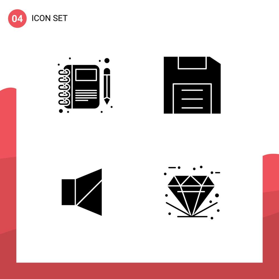 impostato di 4 moderno ui icone simboli segni per diario aggeggio taccuino dispositivi via modificabile vettore design elementi