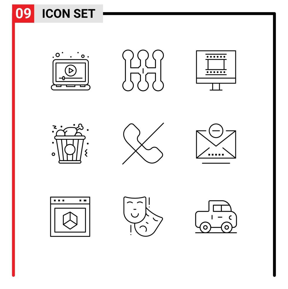 impostato di 9 commerciale lineamenti imballare per Telefono negare digitale foto telaio chiamata cibo modificabile vettore design elementi