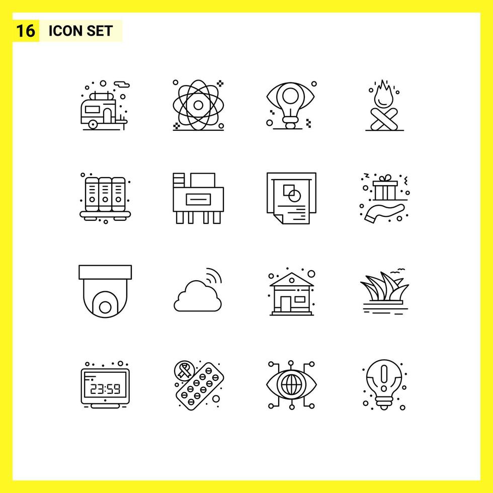 16 creativo icone moderno segni e simboli di attività commerciale fuoco attività commerciale campeggio falò modificabile vettore design elementi
