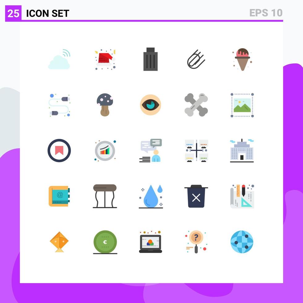 mobile interfaccia piatto colore impostato di 25 pittogrammi di Inserisci allegare natale attaccamento spazzatura modificabile vettore design elementi