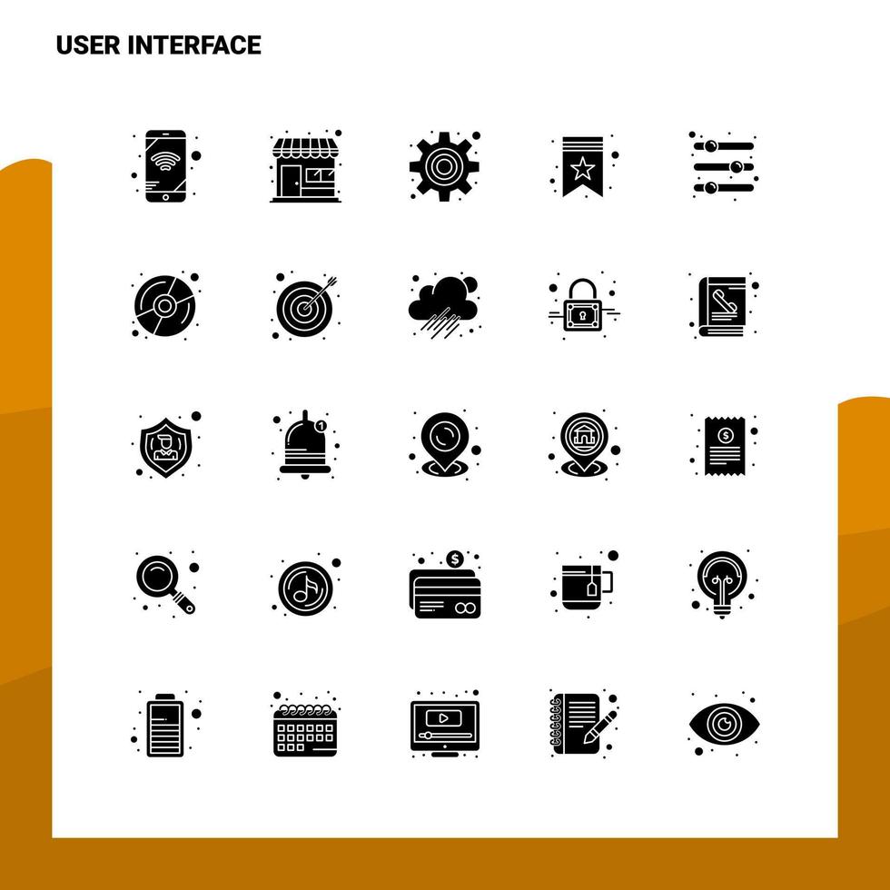 25 utente interfaccia icona impostato solido glifo icona vettore illustrazione modello per ragnatela e mobile idee per attività commerciale azienda