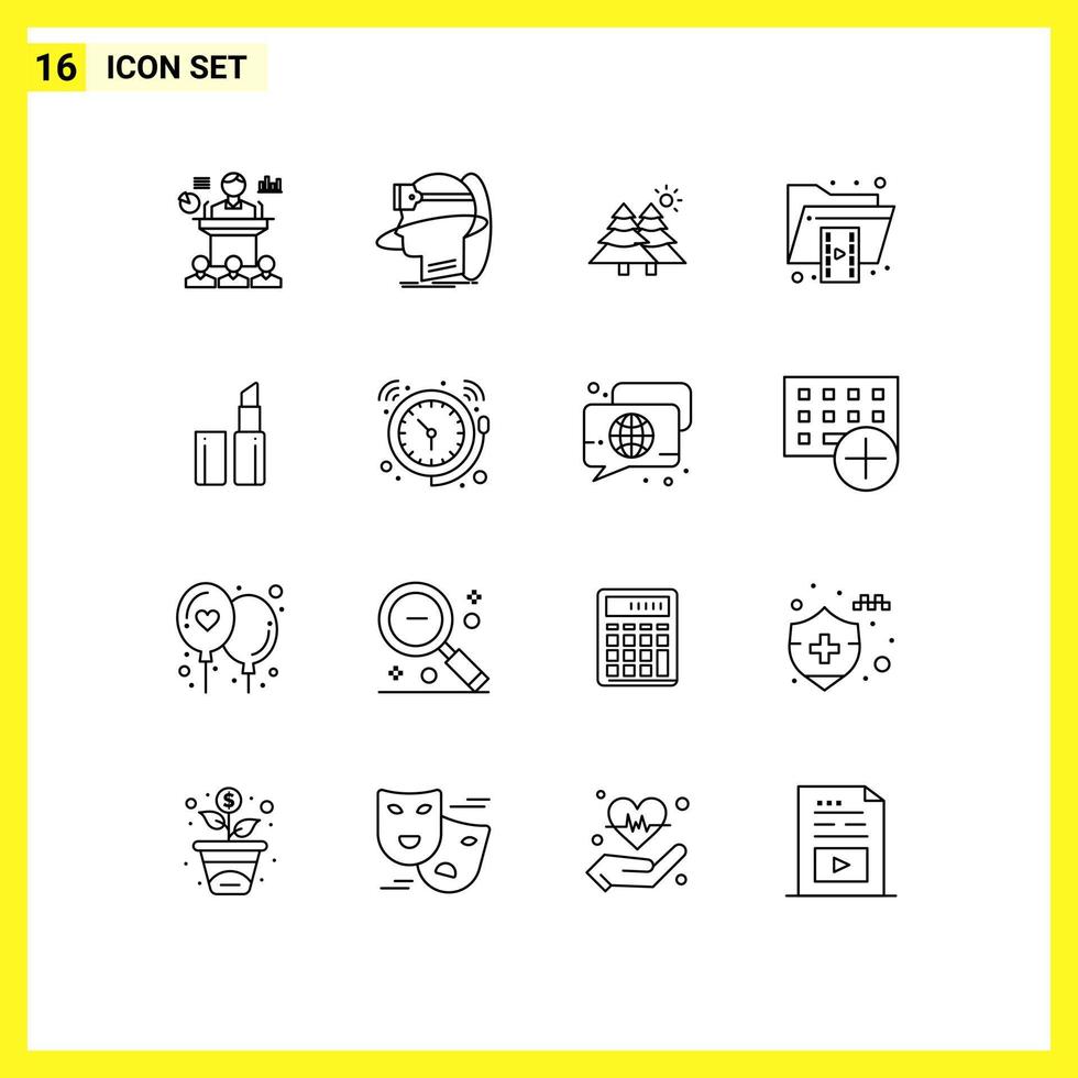 mobile interfaccia schema impostato di 16 pittogrammi di cartella documento utente alberi foresta modificabile vettore design elementi