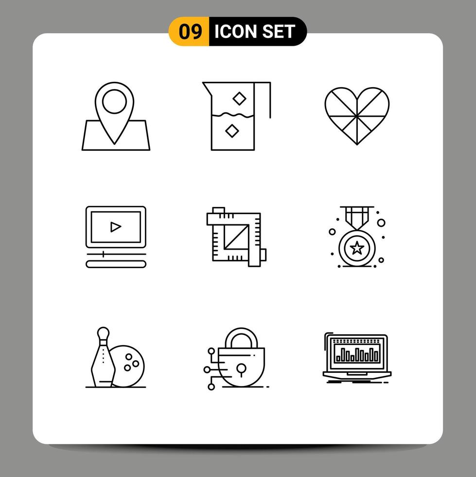 impostato di 9 moderno ui icone simboli segni per Ritaglia giocatore brocca video preferito modificabile vettore design elementi
