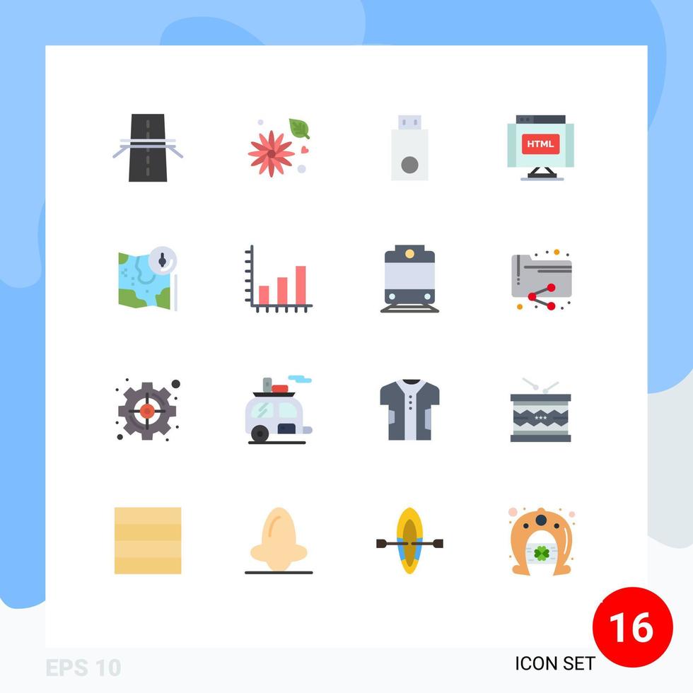 16 piatto colore concetto per siti web mobile e applicazioni Internet trova natura codice prodotti modificabile imballare di creativo vettore design elementi