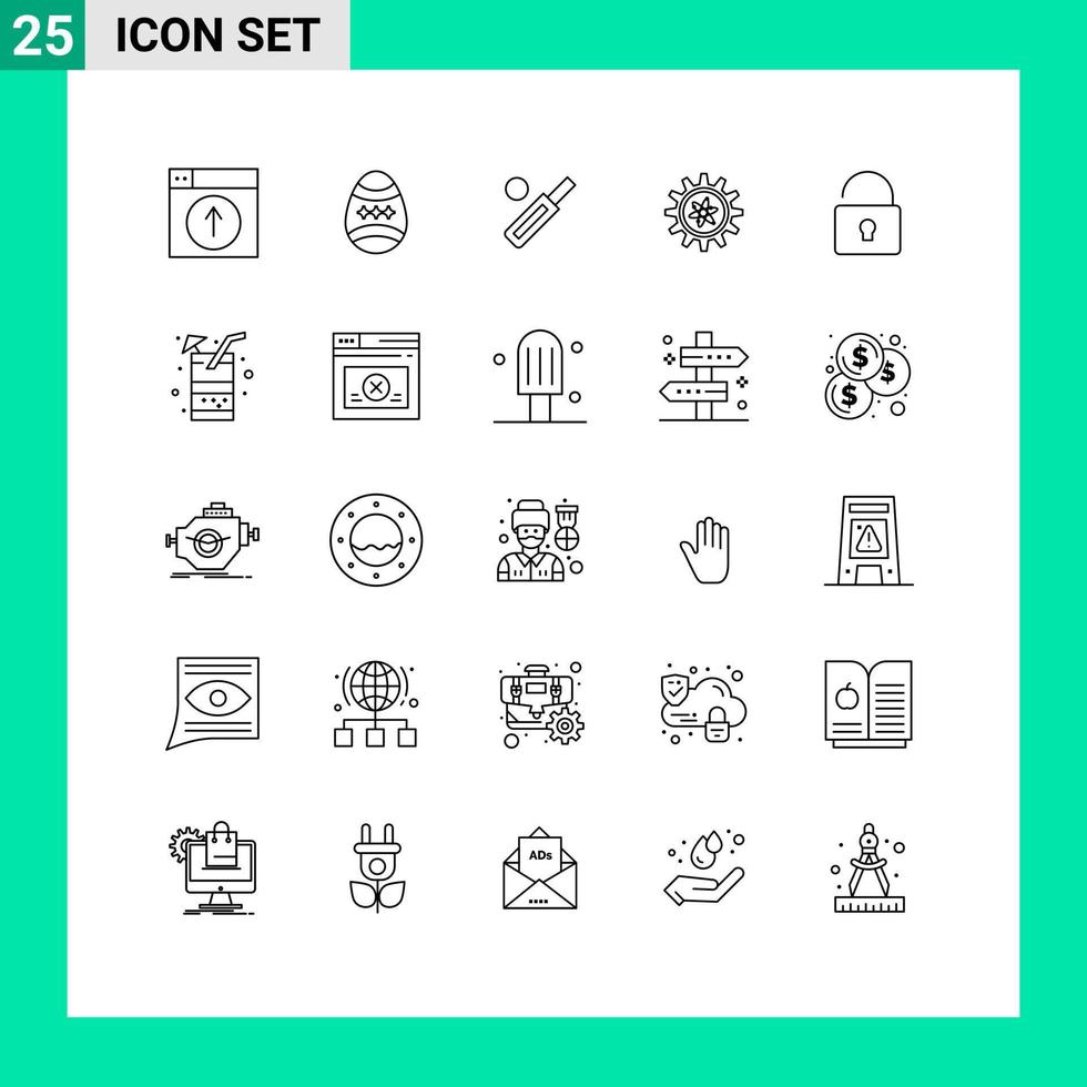 impostato di 25 moderno ui icone simboli segni per laboratorio Ingranaggio uovo sperimentare cricket modificabile vettore design elementi