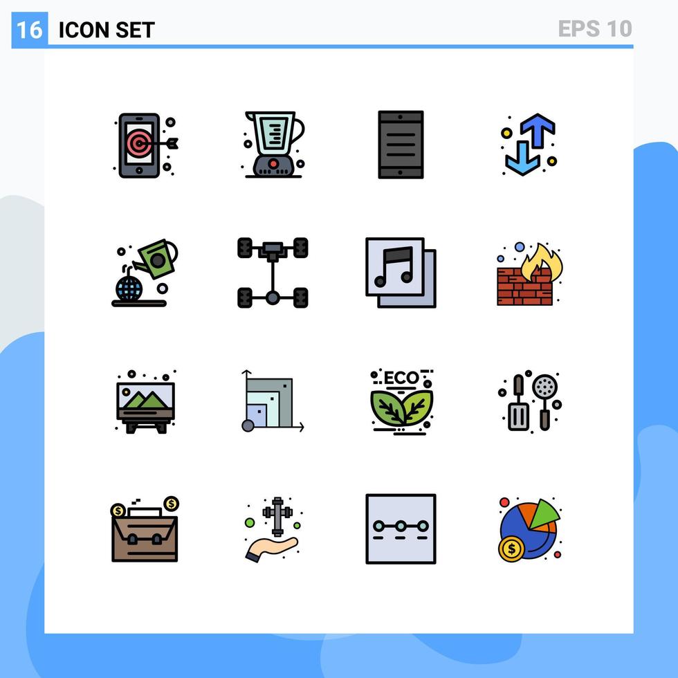 16 universale piatto colore pieno Linee impostato per ragnatela e mobile applicazioni giorno su mobile tendenza giù modificabile creativo vettore design elementi