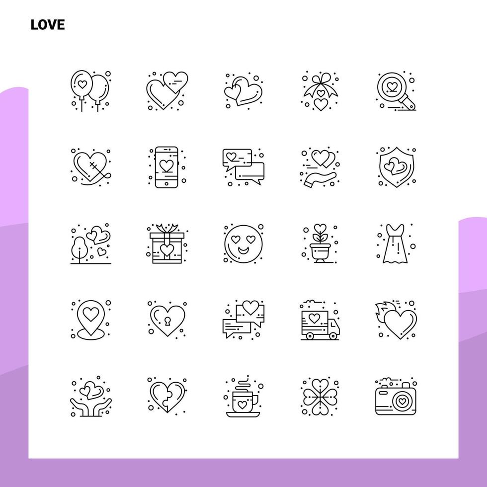 impostato di amore linea icona impostato 25 icone vettore minimalismo stile design nero icone impostato lineare pittogramma imballare