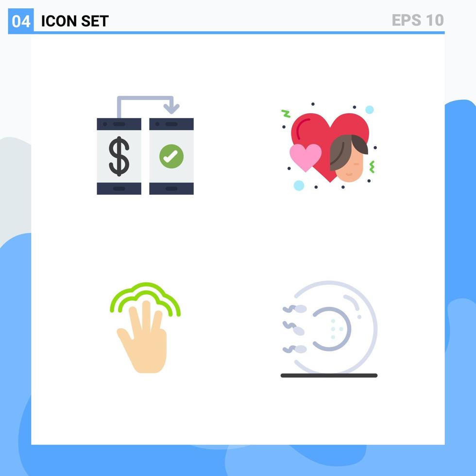 impostato di 4 moderno ui icone simboli segni per bancario dita pagamento donne mano modificabile vettore design elementi