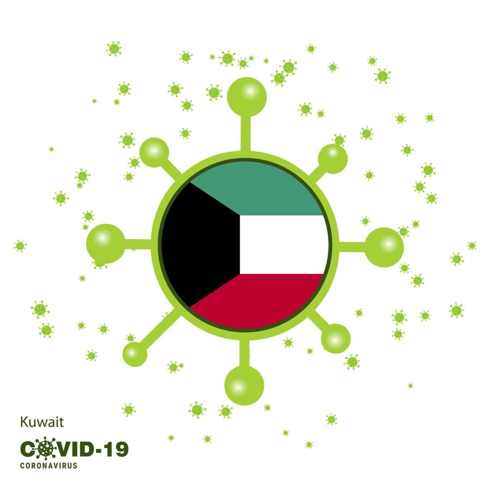 Kuwait coronavius bandiera consapevolezza sfondo restare casa restare salutare prendere cura di il tuo proprio Salute pregare per nazione vettore