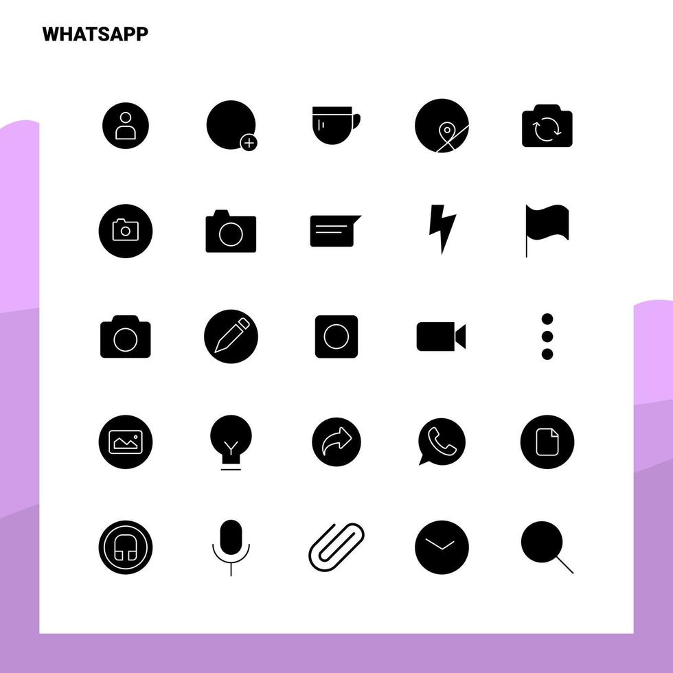 25 WhatsApp icona impostato solido glifo icona vettore illustrazione modello per ragnatela e mobile idee per attività commerciale azienda