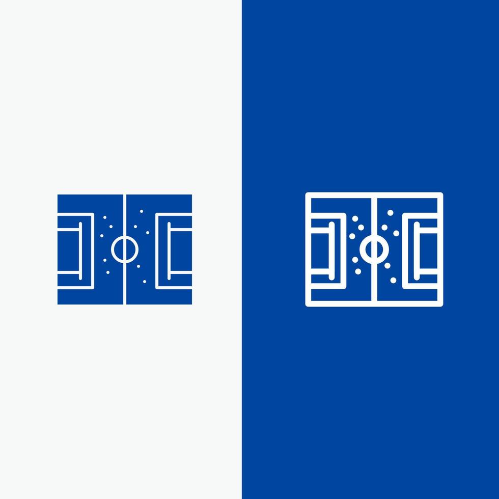 campo calcio gioco intonazione calcio linea e glifo solido icona blu bandiera linea e glifo solido icona blu bandiera vettore