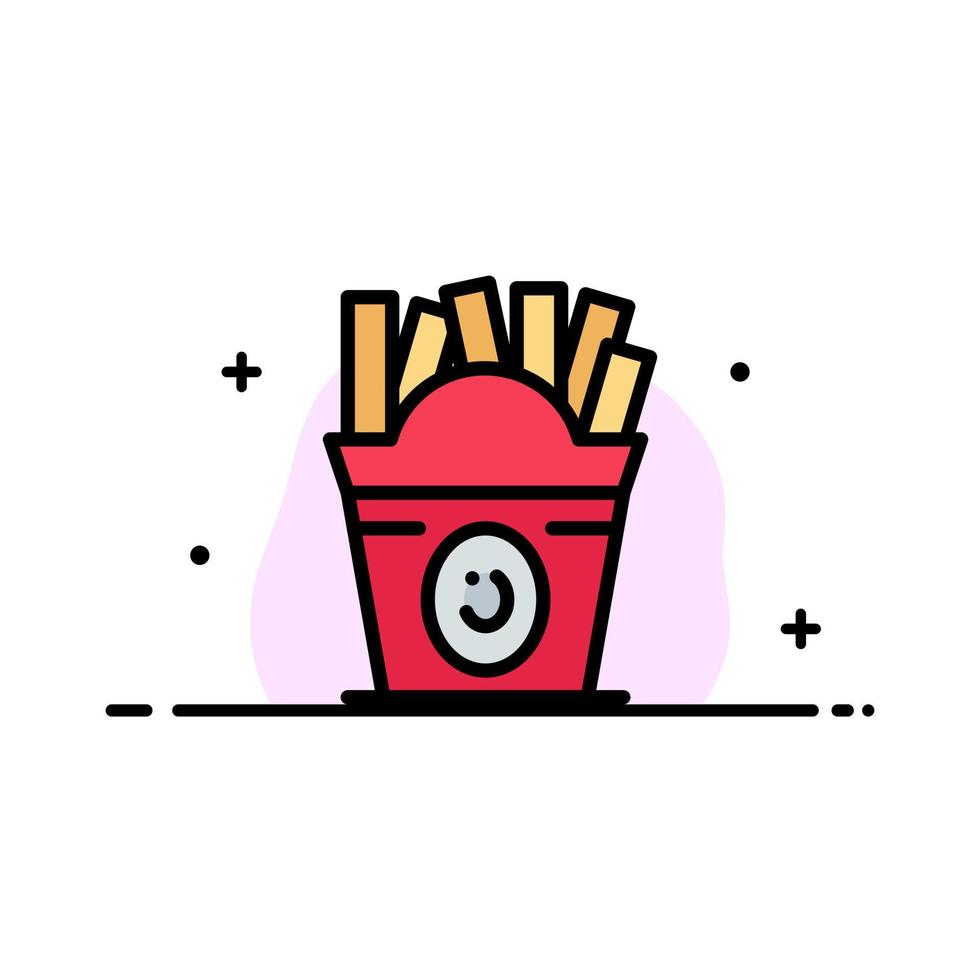 patatine fritte veloce cibo cibo Stati Uniti d'America attività commerciale piatto linea pieno icona vettore bandiera modello
