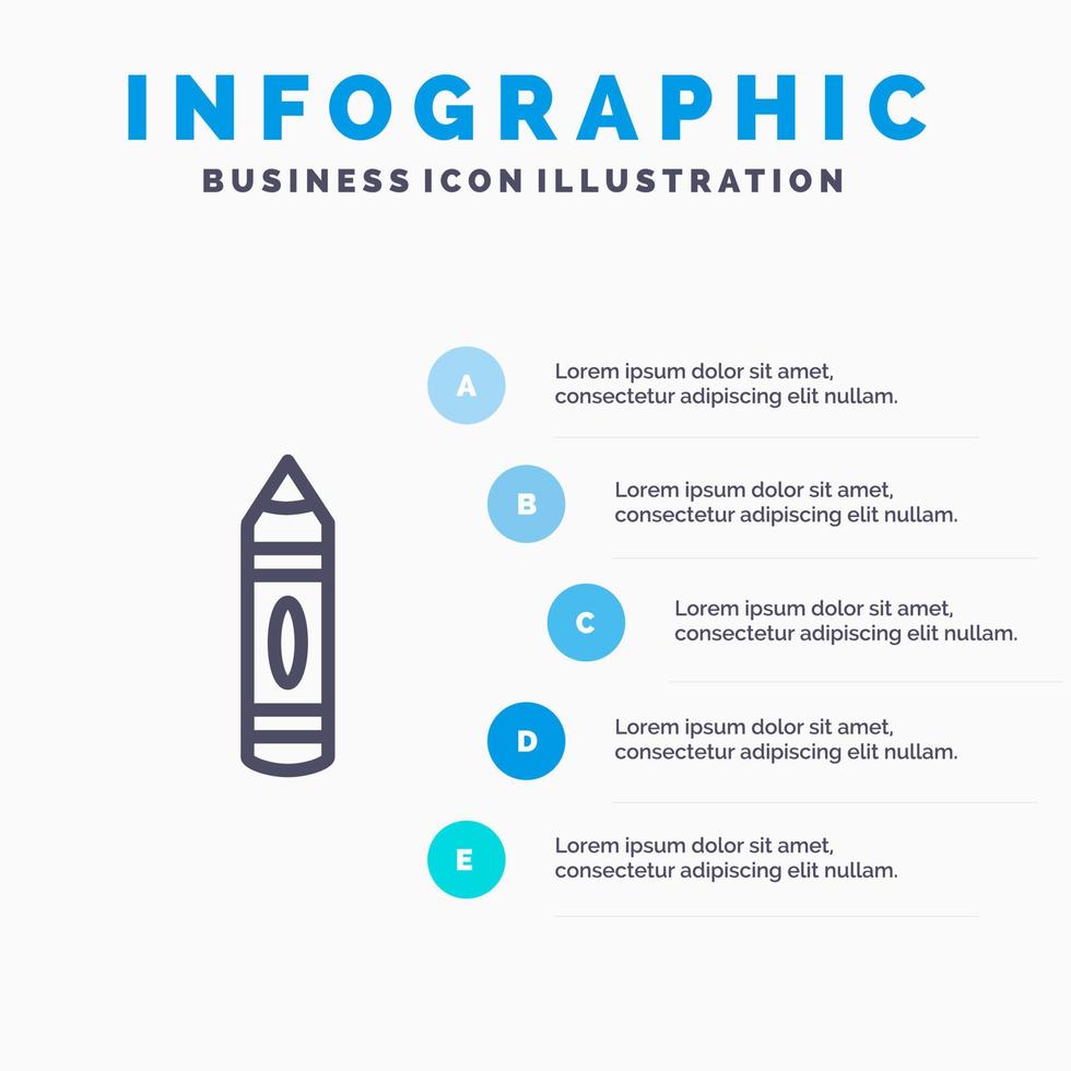 disegno formazione scolastica matita schizzo linea icona con 5 passaggi presentazione infografica sfondo vettore