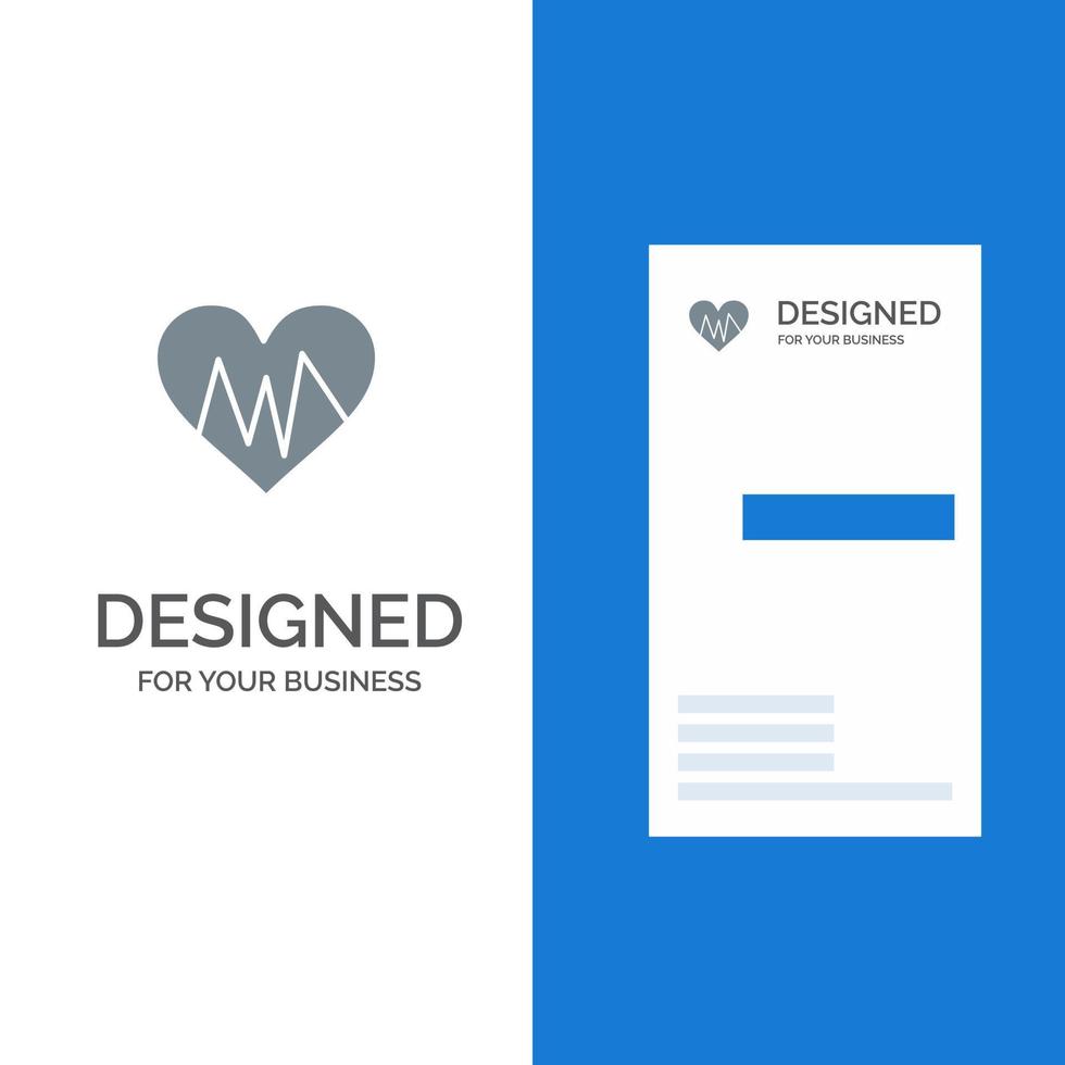 medico cuore battito cardiaco pulse grigio logo design e attività commerciale carta modello vettore