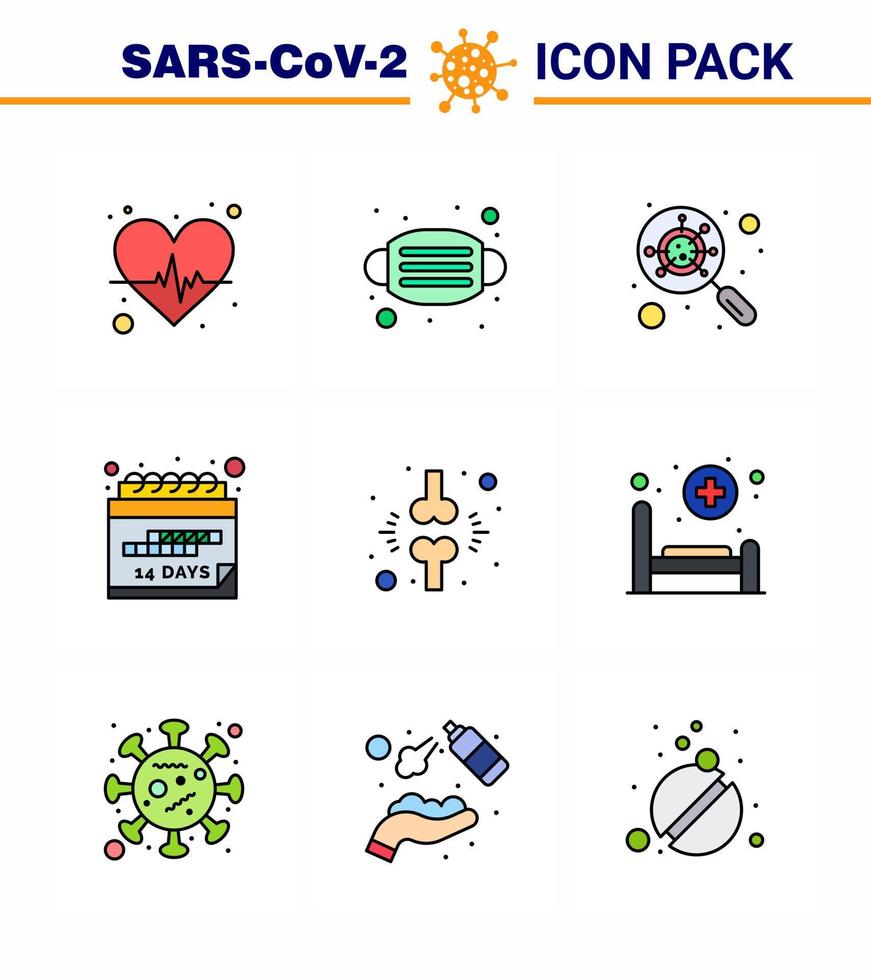 coronavirus consapevolezza icone 9 pieno linea piatto colore icona corona virus influenza relazionato come come freno programma devirus quarantena Data virale coronavirus 2019 nov malattia vettore design elementi