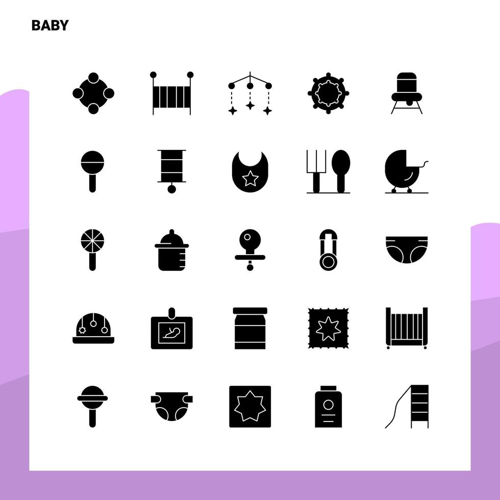 25 bambino icona impostato solido glifo icona vettore illustrazione modello per ragnatela e mobile idee per attività commerciale azienda