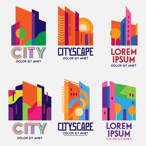 Set di loghi di City Scape vettore