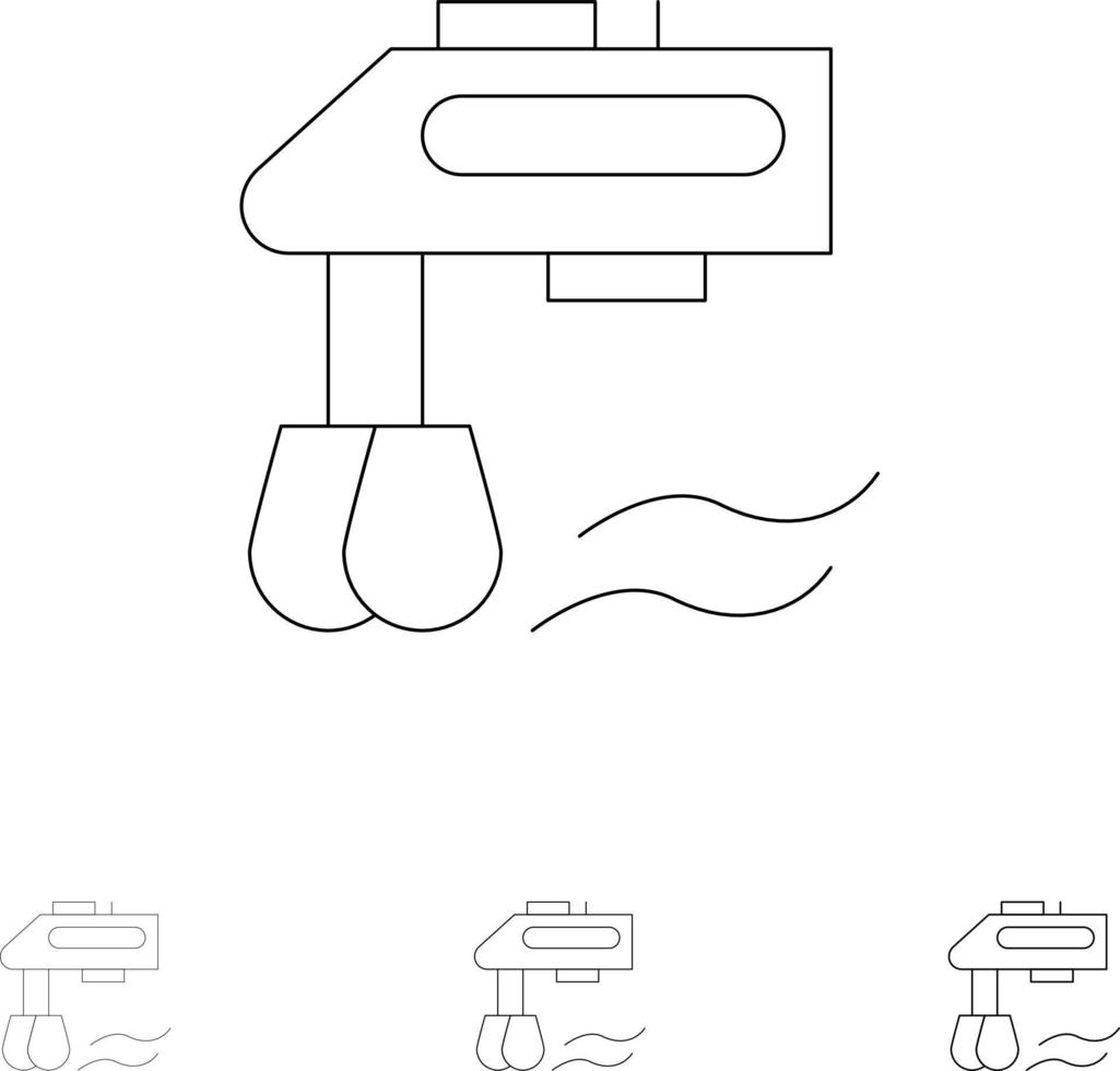 miscelatore cucina Manuale miscelatore grassetto e magro nero linea icona impostato vettore