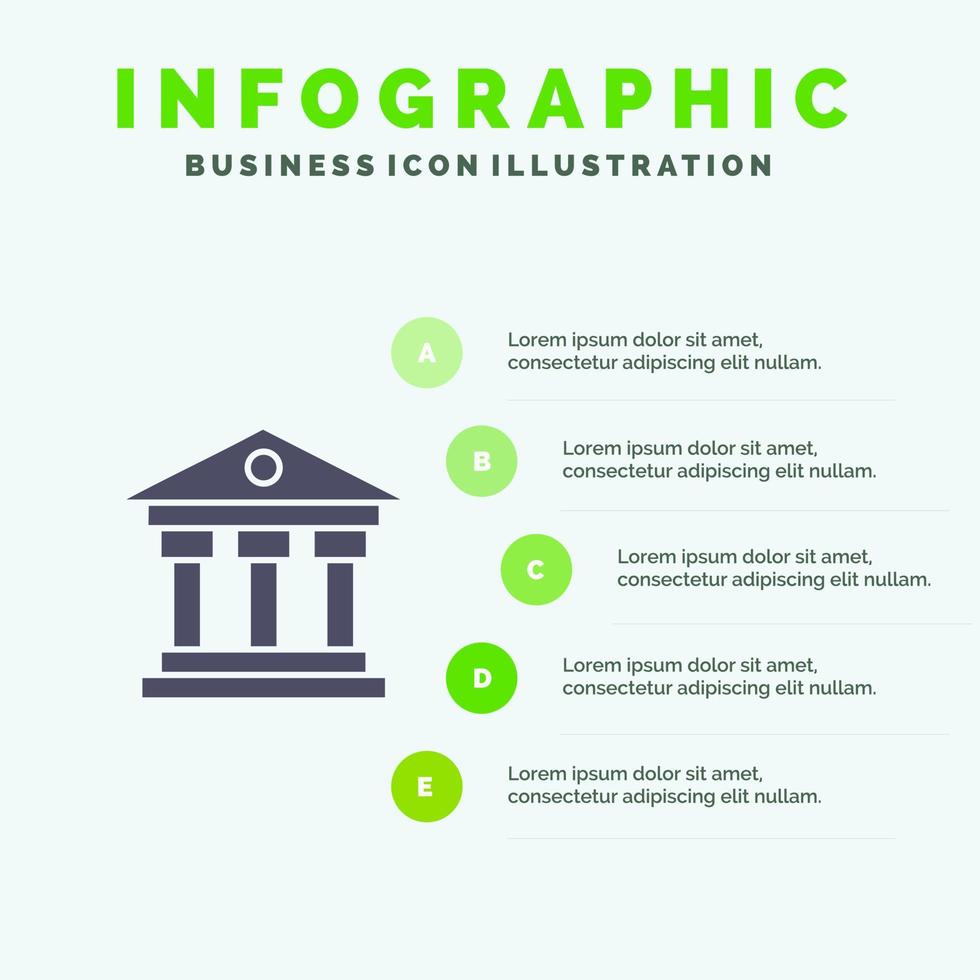 banca istituzione i soldi Irlanda solido icona infografica 5 passaggi presentazione sfondo vettore