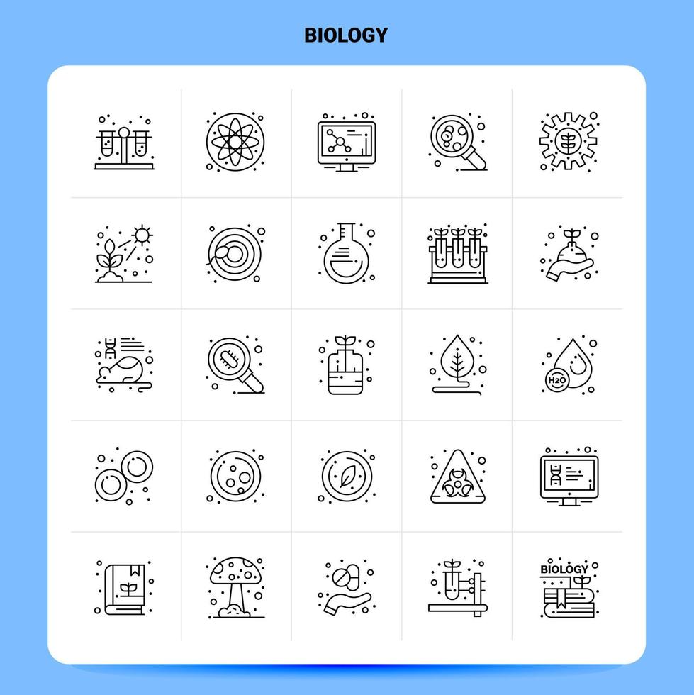 schema 25 biologia icona impostato vettore linea stile design nero icone impostato lineare pittogramma imballare ragnatela e mobile attività commerciale idee design vettore illustrazione