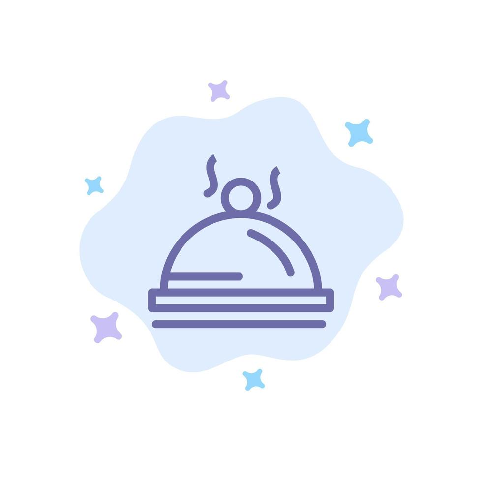 Hotel piatto cibo servizio blu icona su astratto nube sfondo vettore