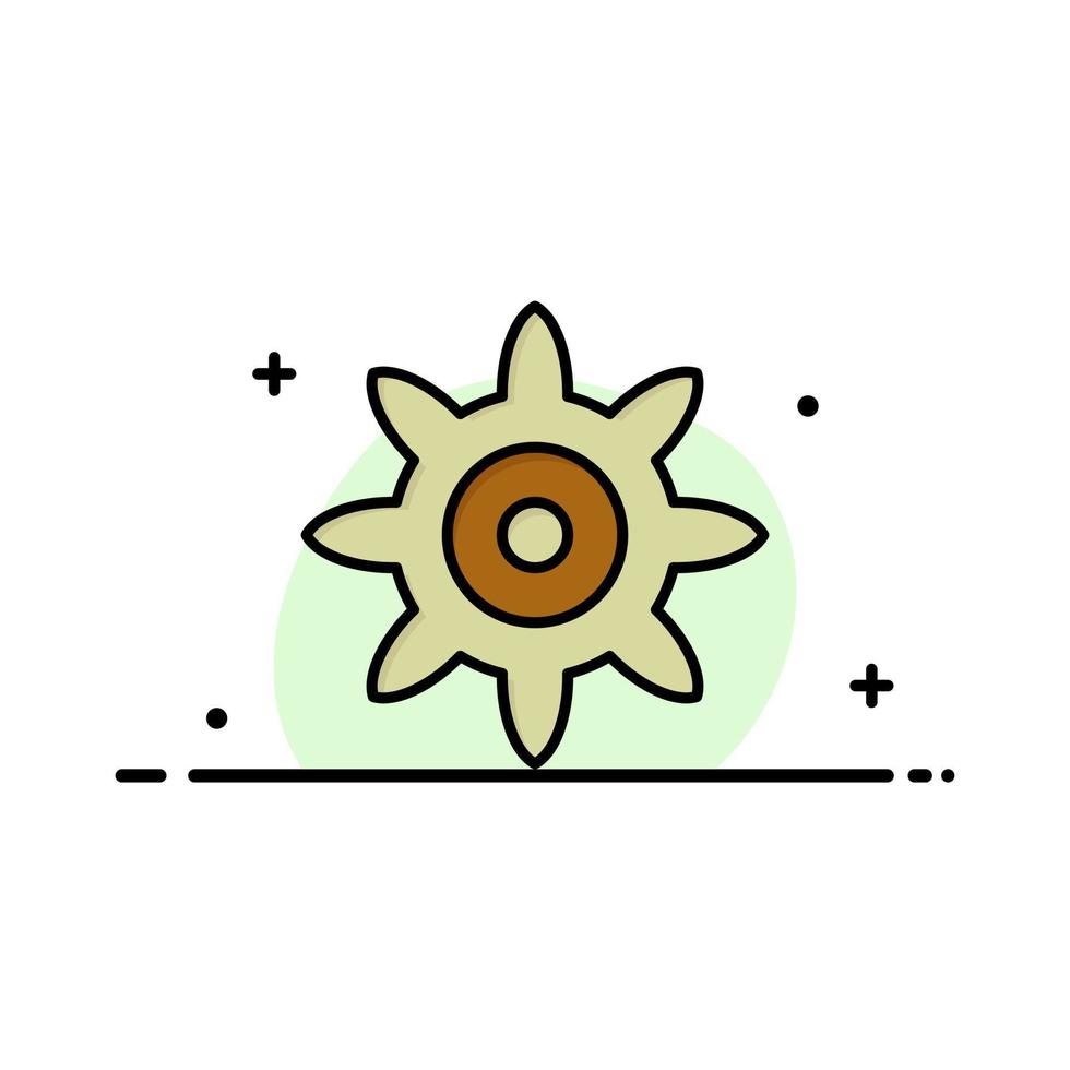ambientazione Ingranaggio attività commerciale piatto linea pieno icona vettore bandiera modello