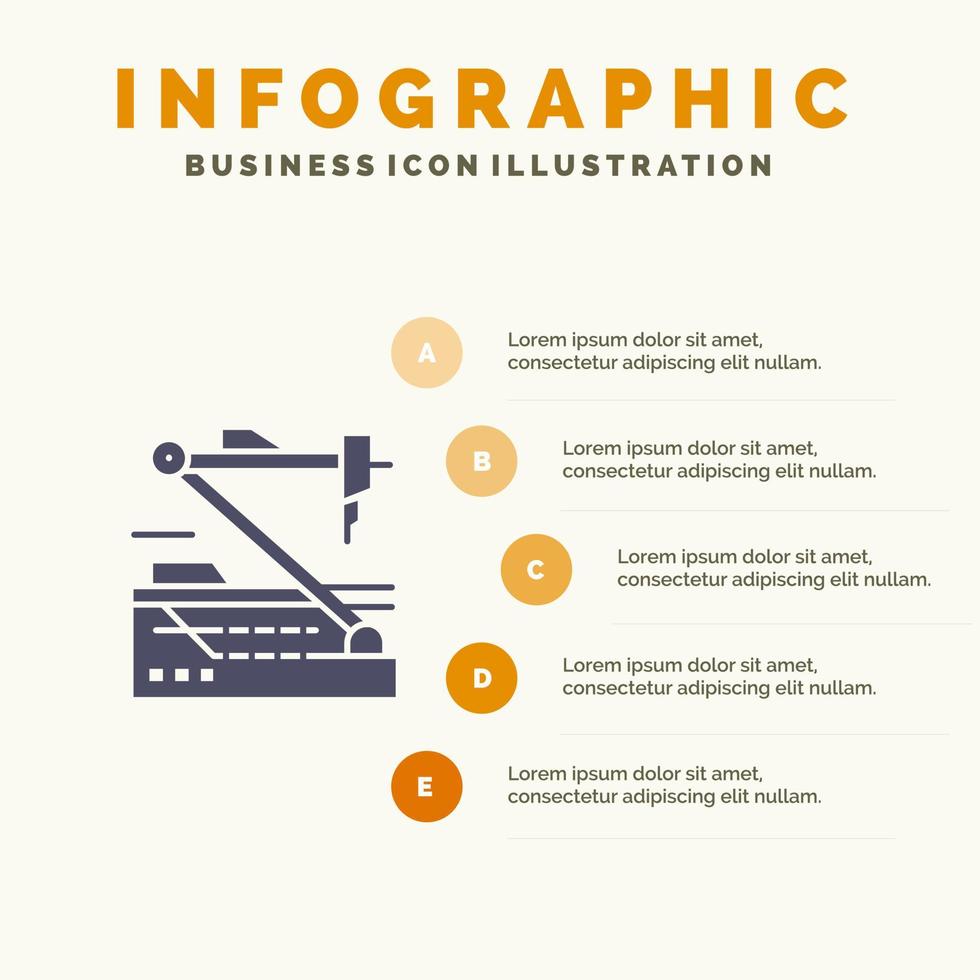 futuro medico medicina robot robotica solido icona infografica 5 passaggi presentazione sfondo vettore