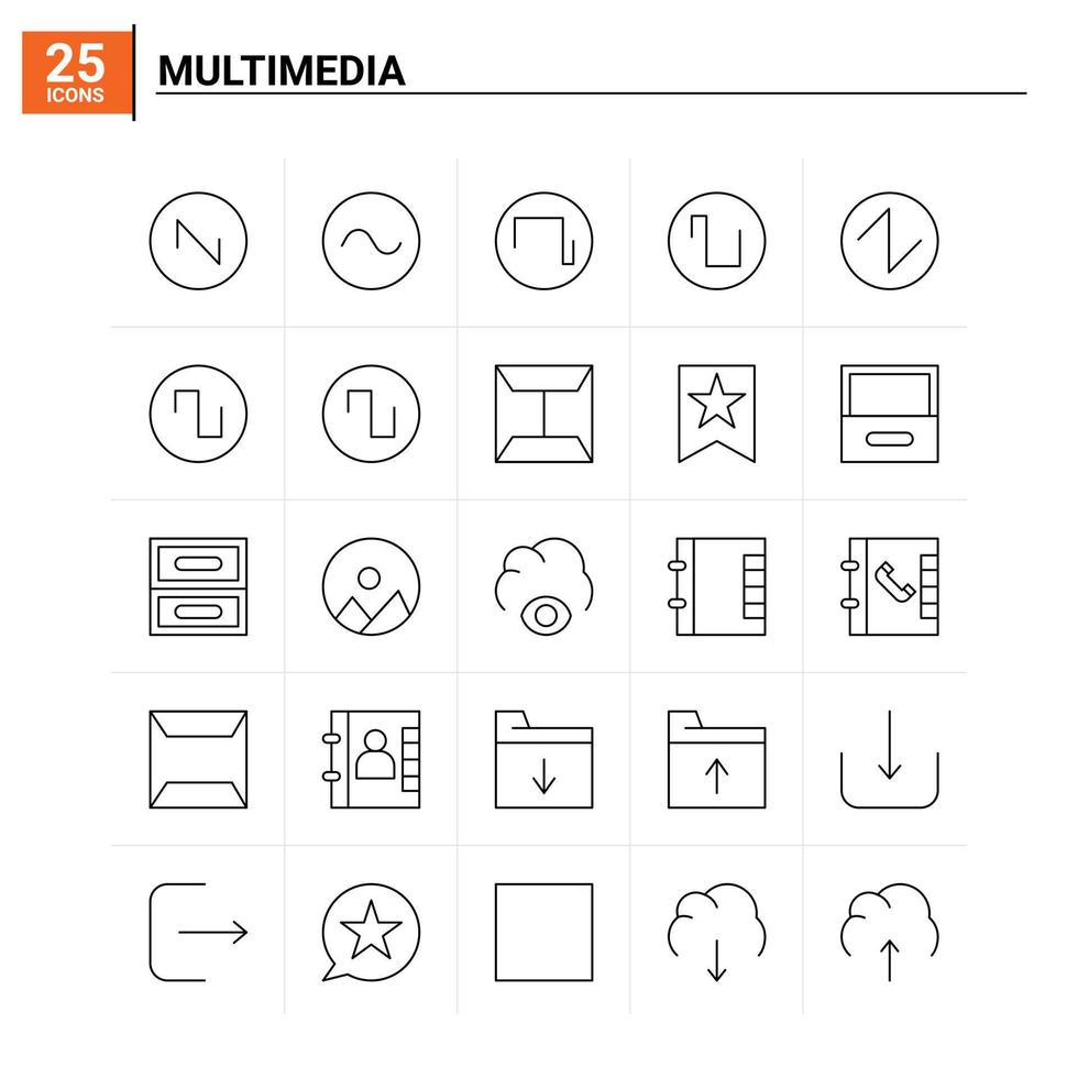 25 multimedia icona impostato vettore sfondo