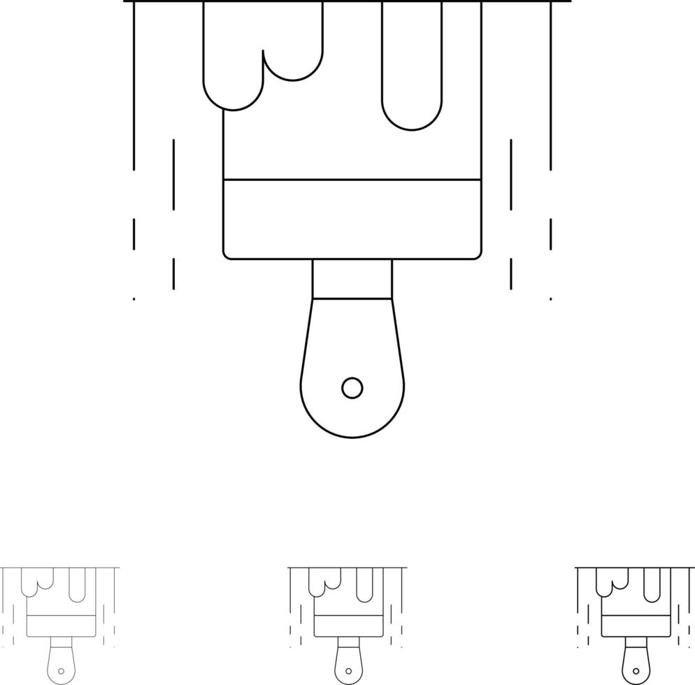 spazzola costruzione dipingere grassetto e magro nero linea icona impostato vettore