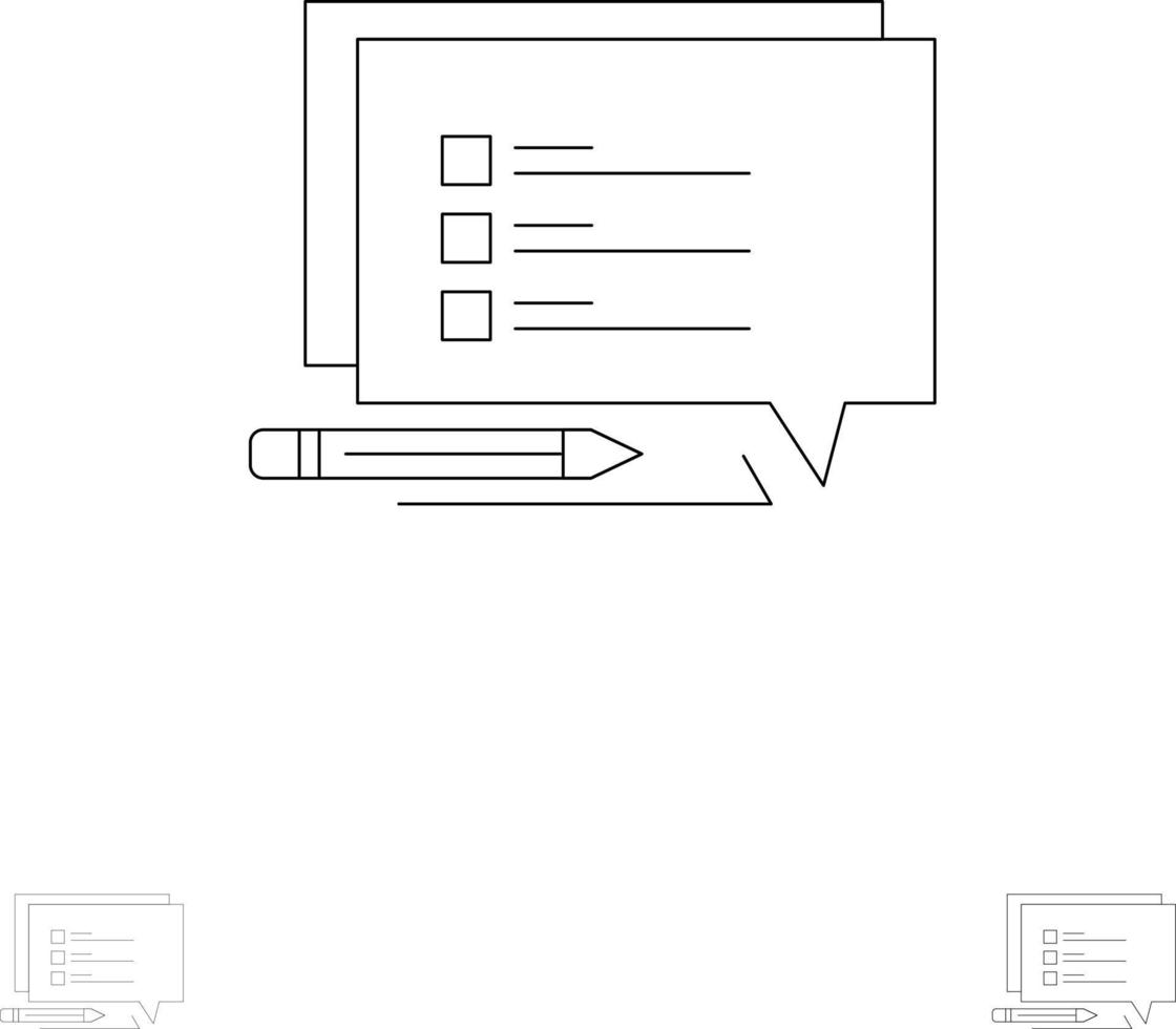 Chiacchierare sms Messaggio Scrivi grassetto e magro nero linea icona impostato vettore