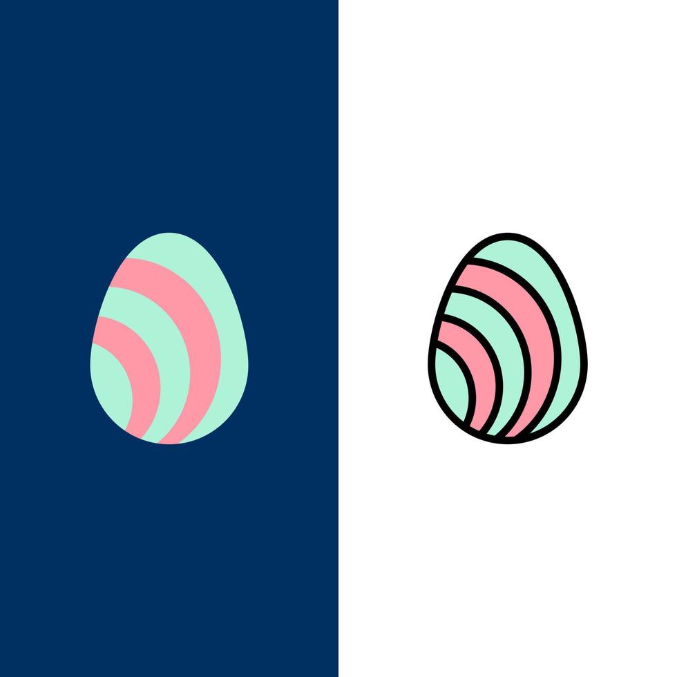 uovo Pasqua natura primavera icone piatto e linea pieno icona impostato vettore blu sfondo