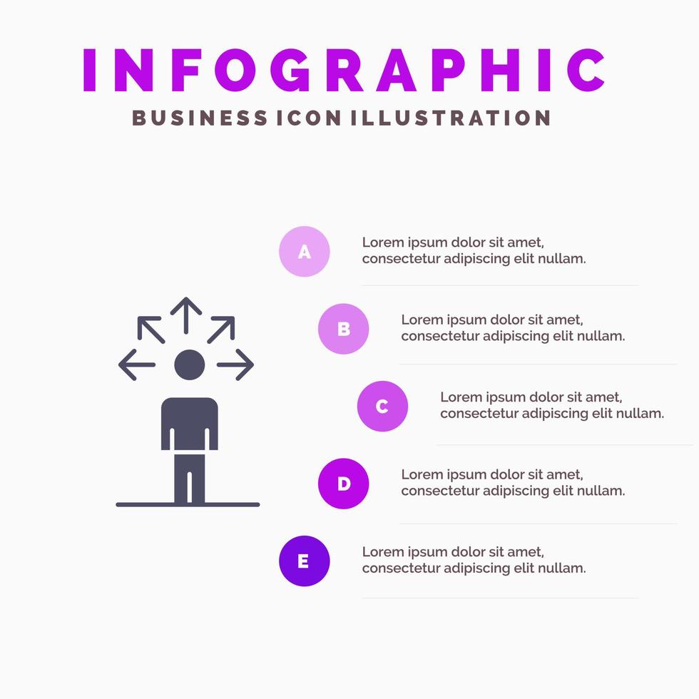 comunicazione abilità connessione umano solido icona infografica 5 passaggi presentazione sfondo vettore