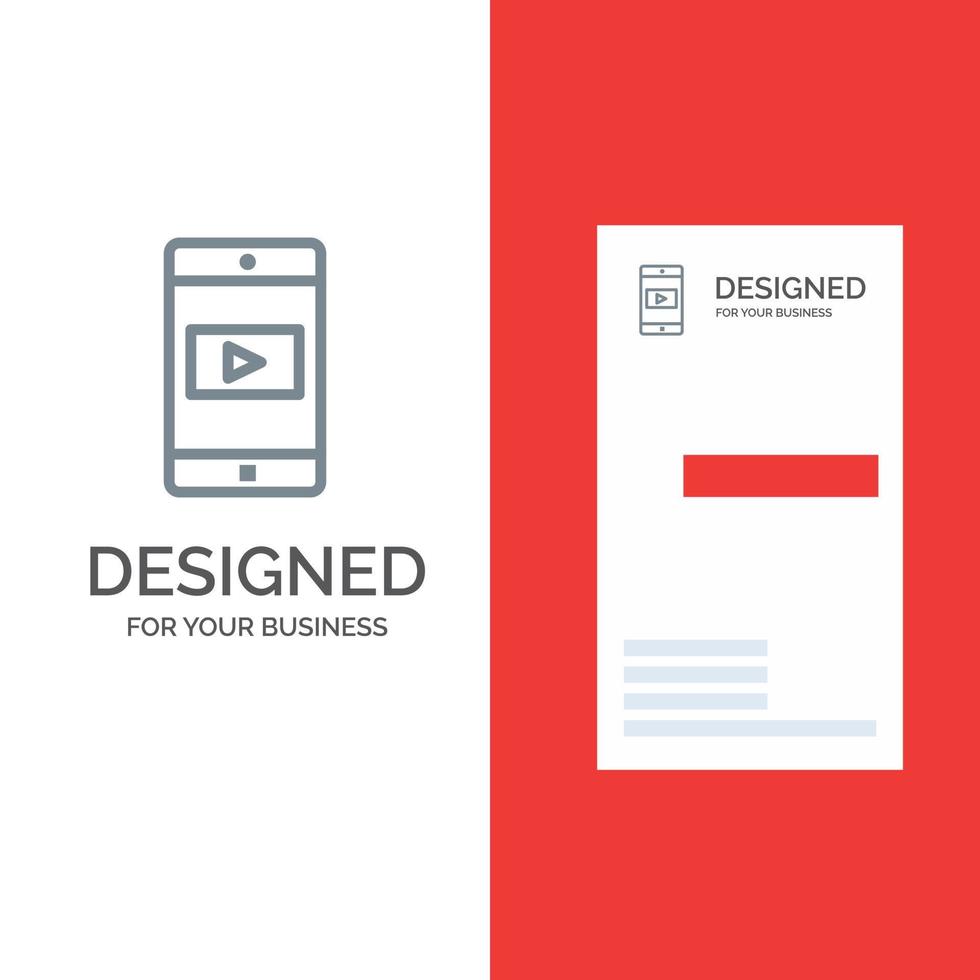 applicazione mobile mobile applicazione video grigio logo design e attività commerciale carta modello vettore