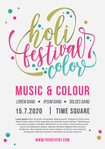 holi festival of colours flyer vettore